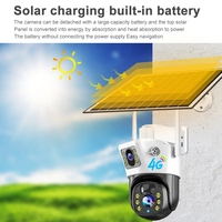 Caméra CCTV solaire 4G V380 pour extérieur avec double objectif capteur CMOS 1080P HD PTZ IP55 étanche