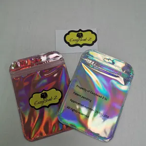 Bolsas de Mylar con holograma personalizadas, bolsas de Mylar transparentes con cremallera, embalaje de maquillaje de joyería de plástico, bolsas holográficas con cremalleras