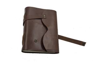 Customised <b>A5</b> Genuine Leather Notebook & Daily <b>Notepad</b> 120 Unlined Rustic Paper Pages with Touch Button Closure for Gifts - Product Image 3