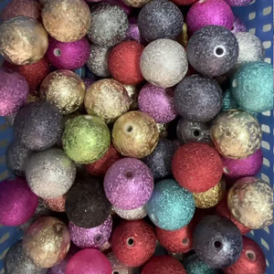 Wholesale 20mm fashionable new mixed-color acrylic round wrinkled <b>beads</b> suitable for pen <b>beads</b> shiny coarse grains - Product Image 1