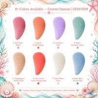 Éponge de maquillage brevetée JLY en forme de coquille, double extrémité, douce, pour cosmétiques, outil personnalisé OEM ODM avec logo et couleur pour marques de beauté