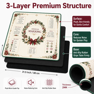 Tapis de Mahjong en Caoutchouc Imprimé Personnalisé, Faible MOQ, Vente en Gros, Imperméable, Antidérapant, en Néoprène, Housse de Table de Mahjong Américain avec Guide des Règles - Product Image 6