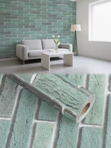 ORON <span class=keywords><strong>DECO</strong></span> Autocollants muraux en briques vertes à peler et à coller Papier 3D Maison PVC Auto-adhésif Amovible Papier peint Rouleaux - Product Image 5