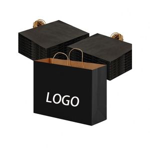Bolsa de Papel Kraft Negra Reciclable con Impresión de Logotipo Personalizado, Resistente para Empaque de Regalos - Product Image 1