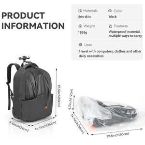 Equipaje de mano Bolsa de viaje con <span class=keywords><strong>ruedas</strong></span> <span class=keywords><strong>Mochila</strong></span> de diseño personalizado <span class=keywords><strong>Mochila</strong></span> negra <span class=keywords><strong>Mochila</strong></span> para computadora portátil con <span class=keywords><strong>ruedas</strong></span> de 17,3 pulgadas - Product Image 6