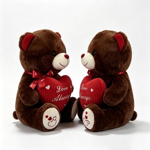 Customized <b>Cute</b> love-themed teddy <b>bear</b>,Cozy brown <b>bear</b> with red accents,Sentimental heart pillow <b>bear</b> plush - Product Image 1