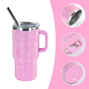 5oz Mini bicchierino in acciaio inox con strass per bambini Tumbler con manico a doppia parete tazze da caffè insalate - Product Image 4