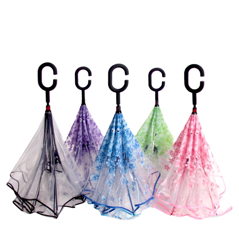 Волшебный зонтик перевернутый вверх дном обратный зонтик прозрачный Сакура зонтик цветочный узор зонтик