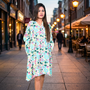 Women's Lady's Floral Print V-Neck <b>Loose</b> Bohemian Midi <b>Dress</b> with Flutter Sleeves Breathable Cotton Casual Summer XS - Product Image 2