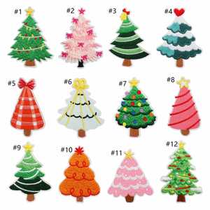 Patchs brodés faits main en forme d'arbre de Noël à thermocoller en feutre non tissé pour chapeaux et décoration intérieure - Product Image 2