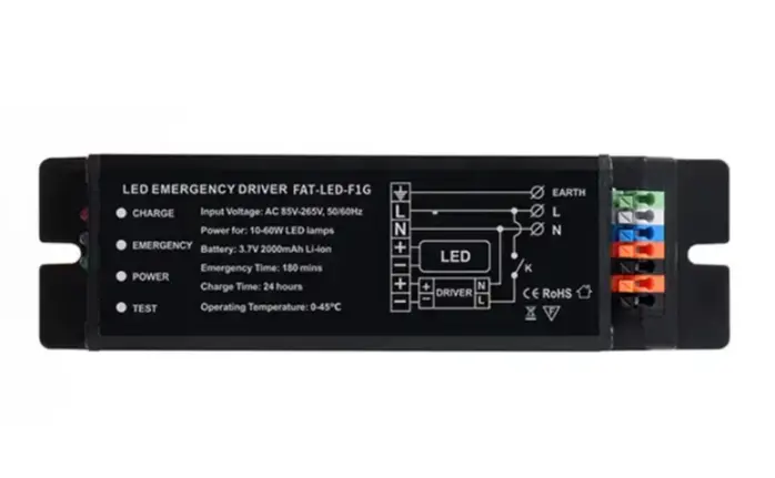 60W Dimmable 24V KVI Emergency LED Driver 3-Hour Emergency LED Lighting Aluminum Material 12V Input Voltage 3A Output Current