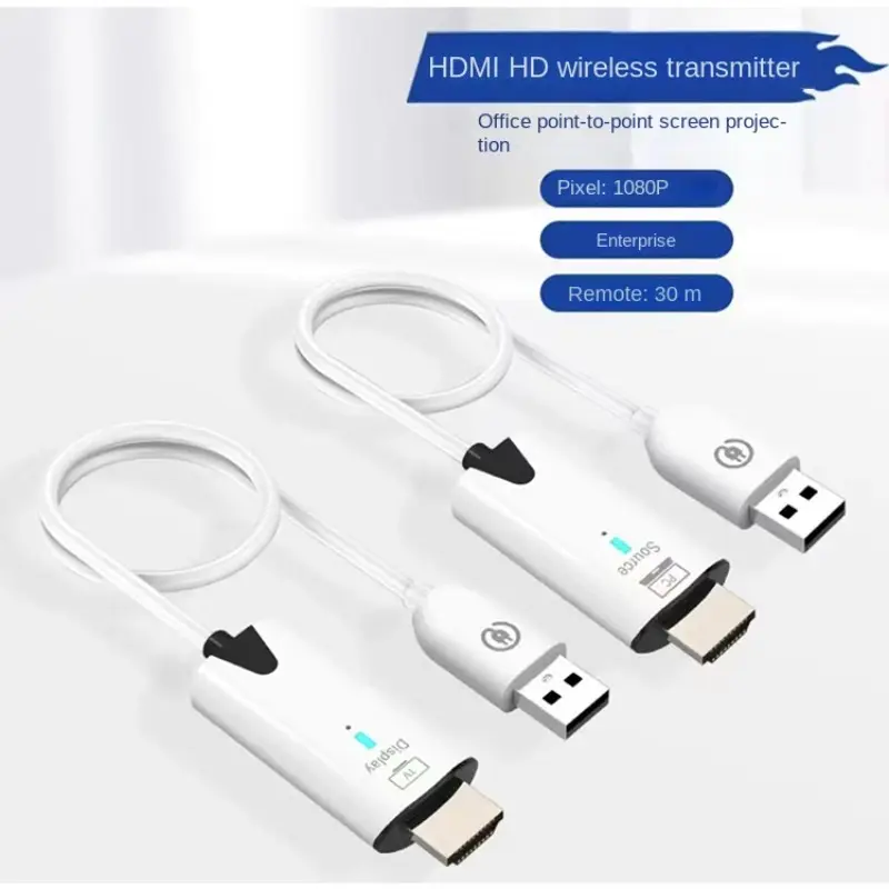 جهاز إرسال واستقبال فيديو لاسلكي HDMI 30 م جهاز إرسال واستقبال USB موسع محول Dongle لشاشة العرض وجهاز عرض ومفتاح كمبيوتر