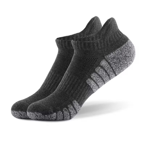 Unisex Custom Logo Cotton Cushioned Low Cut Running <b>Socks</b> for Men with Knitted Logo on Cuff and Bottom Winter Sports - Product Image 4
