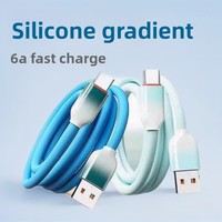 Cable USB 2.0 Tipo-C de Silicona Líquida Grueso 6A con Carga Rápida de 4 Núcleos, Compatible con Teléfonos Móviles y Otros Dispositivos