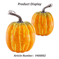 Ornement de citrouille artificielle rayée jaune pour Halloween et Thanksgiving, décoration de fête festive pour la maison