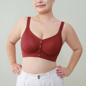 Bra Tanpa Kawat Ukuran Besar 3/4 <span class=keywords><strong>Cup</strong></span>, Kancing Depan, Bahan Spandex/Nilon Tipis Bernapas, Solid Push-Up, Tanpa Jahitan, Tali Dapat Disesuaikan, Anti Kendur - Product Image 6