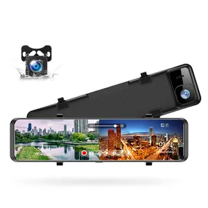 11.26 inch Dash Cam 4K xe máy ảnh hỗ trợ Wifi và Bluetooth gương chiếu hậu Dash xe Cam DVR
