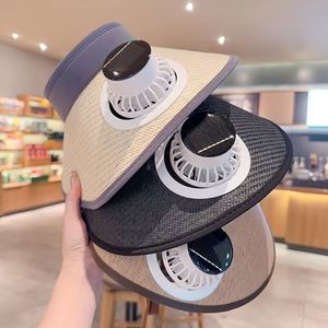 Gorra con Ventilador Solar, Sombrero de Paja de Ala Ancha, Recargable por USB, Protección Solar de Verano, Protección UV, Color Caqui, Beige, Negro - Product Image 1