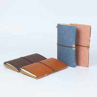 Mini journal de poche imprimé en cuir PU, carnet de voyage à couverture souple, agenda professionnel avec élastique