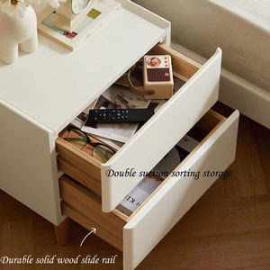 Todo el gabinete del cajón de la cama de aire de la crema blanca sólida Mesitas de Noche del casillero de doble dibujo Mesita de noche para el dormitorio - Product Image 4