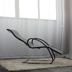 Chaise de salon de terrasse large <span class=keywords><strong>fauteuil</strong></span> inclinable extérieur ou intérieur chaise légère en textilène avec coussins style porte-à-faux - Product Image 5