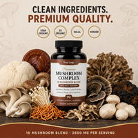 Capsules de Complexe de Champignons Premium 12-en-1 Crinière de Lion, Shiitake, Queue de Dinde – Soutien Immunitaire – 120 Comprimés – Marque Privée ODM