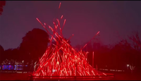 Grande sculpture d'art scénique carrée de rue commerciale extérieure Installation d'éclairage de feu numérique pour le paysage du jour de l'an