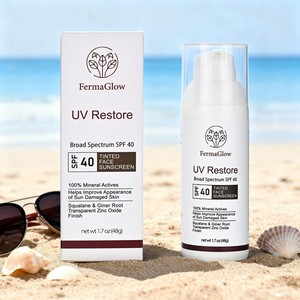 Crème <span class=keywords><strong>solaire</strong></span> <span class=keywords><strong>teintée</strong></span> au zinc minéral fermenté SPF 40 à large spectre PA+++ UVA UVB Protection <span class=keywords><strong>solaire</strong></span> UV - Product Image 2