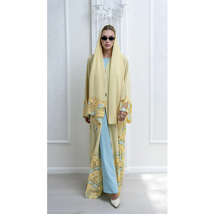 LEDUO new embroidered lace Loose Fit Maxi Dress with Hijab Chiffon women <b>Kimono</b> Abaya - Product Image 1