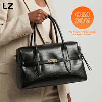 Sacs à main LZ OEM en cuir véritable texturé crocodile vintage avec logo personnalisé pour femmes, grande capacité, sac à bandoulière à poignée supérieure, directement de l'usine