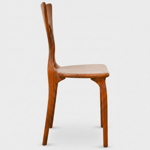 Chaise de salon moderne en bois massif, dossier solide, couleur brun chaud, mobilier de loisirs - Product Image 1