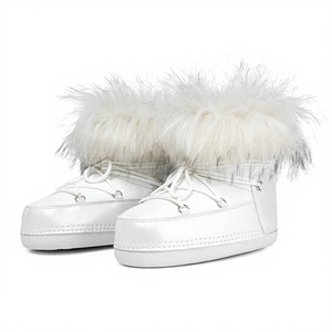 <span class=keywords><strong>Botas</strong></span> de Nieve Personalizadas para <span class=keywords><strong>Mujer</strong></span>, Modelo Space Moon Bread, Color Beige, con Cuello de Piel Grande, Transpirables, Duraderas, de Plástico Antideslizante, Cálidas, para Esquiar, Viajar, de Caña Baja - Product Image 1