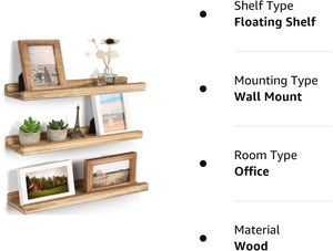 Estantería de Pared Estante de Madera Estantes Colgantes Repisas Flotantes Estantes de Pared Flotantes de Madera - Product Image 4