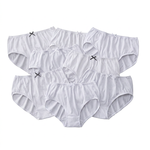 Culottes taille moyenne pour femmes, lot de 7, blanches, 100 % coton, respirantes, tricotées, unies, style basique, lavables en machine - Product Image 1