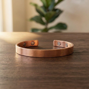 Bracelet jonc magnétique artisanal en cuivre pur, style antique, en métal massif, plat et uni, bijou de guérison pour hommes et femmes, OEM - Product Image 1