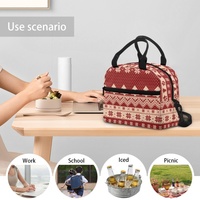 Sac à déjeuner à motif de Noël mignon pour femmes, sac fourre-tout isotherme, sac isotherme réutilisable pour le stockage des aliments