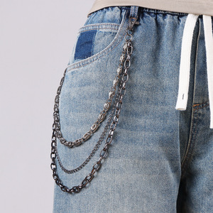 Hip Hop Multi Layered Metal Waist <b>Chain</b> Gunmetal Black Zinc Alloy Denim Pants <b>Chain</b> Casual Fashion Body <b>Chain</b> - Product Image 1