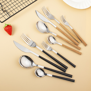 Retro Style <strong>Red</strong> Wood <strong>Color</strong> <strong>Handle</strong> Stainless Steel <strong>Handle</strong> Cutlery Set for Home <strong>Flatware</strong> - Product Image 2