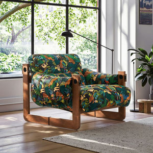 Silla de Jersey de madera maciza de estilo medieval, sofá individual de tela de diseño Retro para muebles del hogar para sala de estar, ocio, Domingos perezosos - Product Image 1