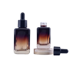 Fornitore flacone contagocce in vetro spesso ambra da 50ML Botella <span class=keywords><strong>Cristal</strong></span> contenitore per imballaggio cosmetico vuoto fiale di olio essenziale - Product Image 2