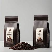 Sacs d'emballage pour café au chocolat, sachets refermables pour café, 250 g, 1 kg, sacs en aluminium mat noir haute barrière, fond plat