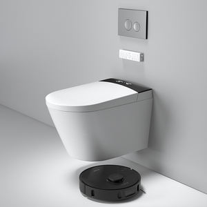 Bidet en céramique allongé pour salle de bain familiale, avec siège chauffant, chasse d'eau automatique, lavage arrière, télécommande, intelligent, mural, siphon en P - Product Image 6