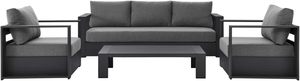 Muebles de Jardín para Patio, Juego de Sofás de Lujo para Exteriores de 4 Piezas, de Tela/<span class=keywords><strong>Aluminio</strong></span> con Recubrimiento en Polvo, en <span class=keywords><strong>Gris</strong></span> con Sillones con Estructura Metálica - Product Image 2