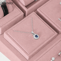 WEIMEI Présentoir à bijoux multicouche en velours rose poudré, support pour montres, bagues et colliers, pour boutique, magasin de cadeaux, ensemble de présentation de bijoux
