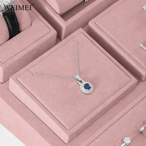 WEIMEI Présentoir à bijoux multicouche en velours rose poudré, support pour montres, bagues et colliers, pour boutique, magasin de cadeaux, ensemble de présentation de bijoux - Product Image 2