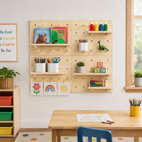 QM Lujo Portátil Tablero de Pared de Madera para Manualidades, con Clavijeros y Pernos, Estante Modular de Exhibición para el Hogar