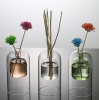 Bouteille décorative double couche pour diffuseur d'huiles essentielles en verre borosilicaté clair soufflé à la main pour la maison