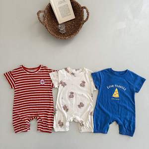 Novedad de verano, ropa para recién nacidos, Pelele de algodón de manga corta para bebés y niños, peleles de algodón con cuello redondo con estampado personalizado - Product Image 3