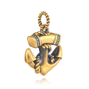 2.1g pendentif ancre en or dur mode 24K pendentif en or pur électrique noir + pendentif artisanat en émail opale - Product Image 2