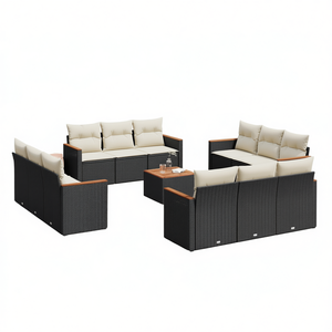 Modular Black Pe <b>Rattan</b> Garden <b>Sofa</b> Set 10 Seater Outdoor Furniture Contemporary Design - Product Image 1